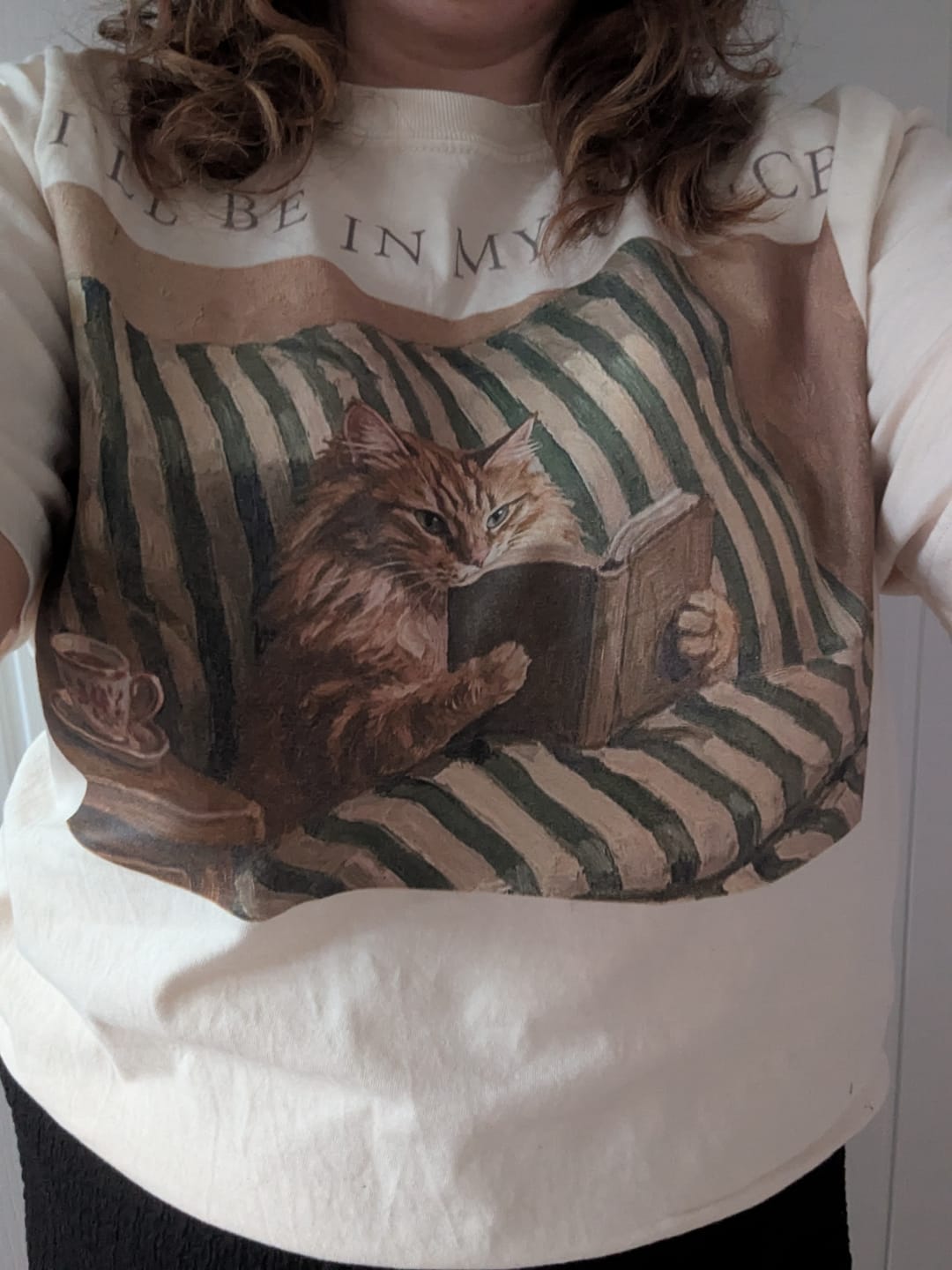 Customer photo review of Ill be in my office Cat Comfort Colors Shirt | Funny Cat Lover Tee