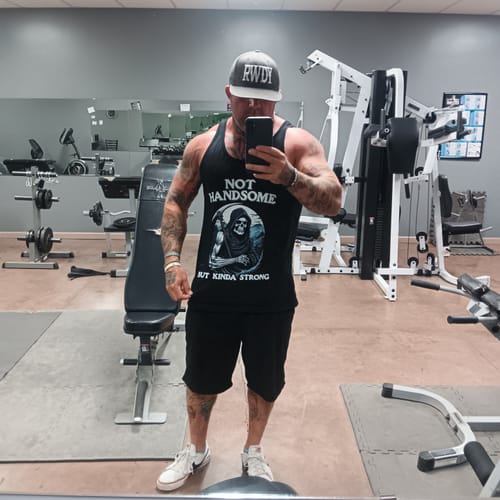 Customer photo review of Not Handsome Tank Top