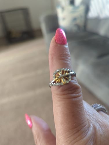 Customer photo review of TWO-TONE CROSS SILVER RING WITH ZIRCON STONES