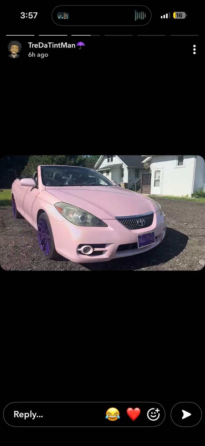 Customer photo review of Laser Gloss Rouge Baby Pink Vinyl Wrap