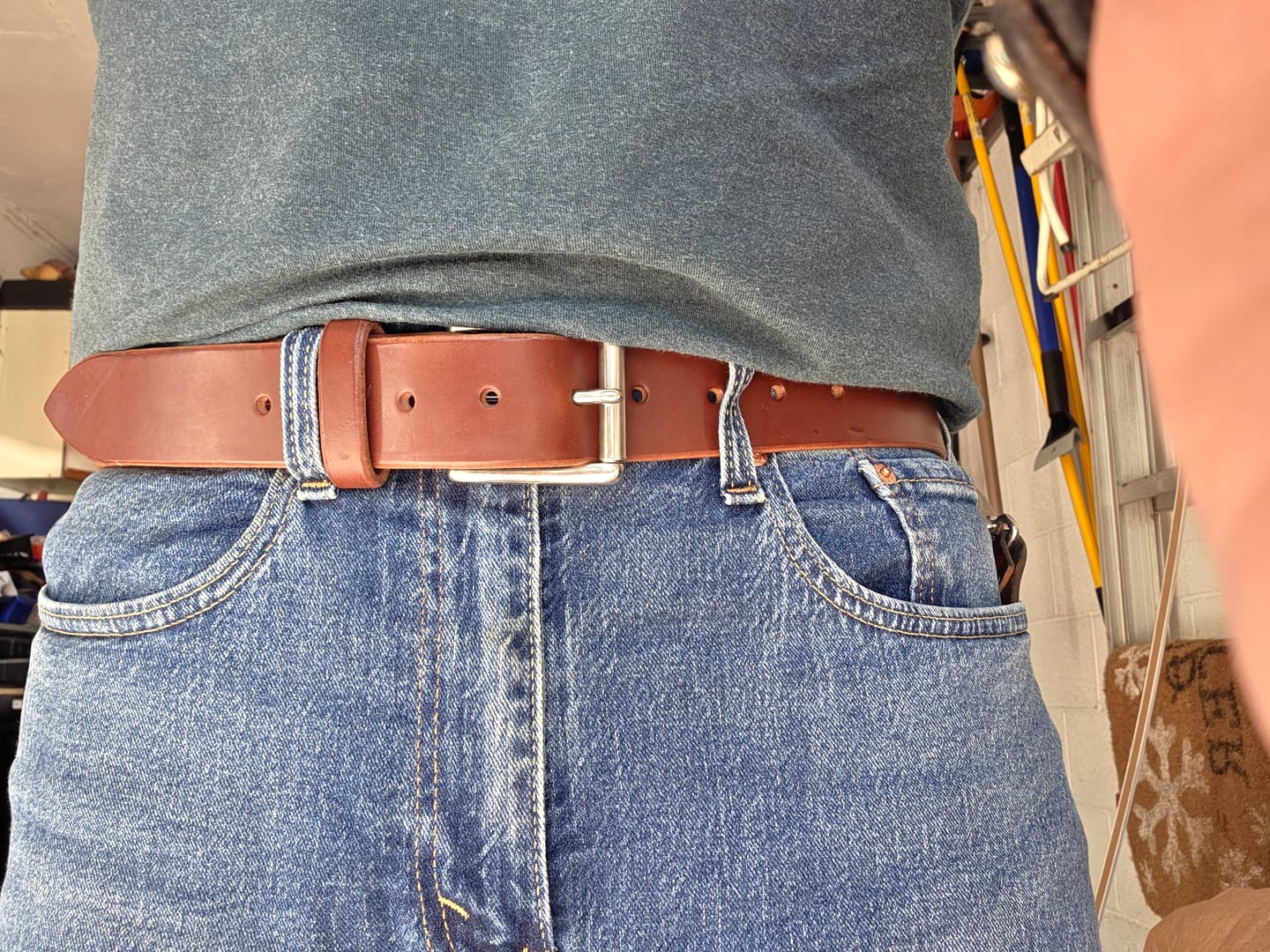 Customer photo review of Original Heritage Leather Work Belt – 1½″ (Rich Brown)