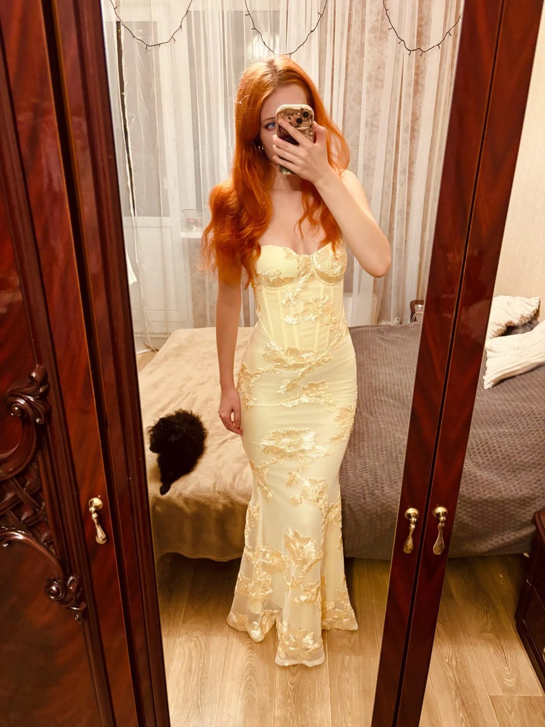 Customer photo review of Beatrice Applique Tie-Back Prom Dress