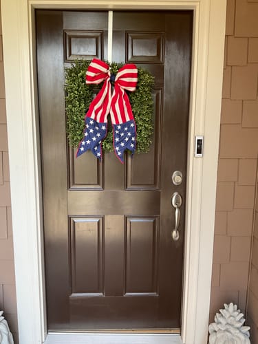 Customer photo review of Star Spangled Wreath Bow