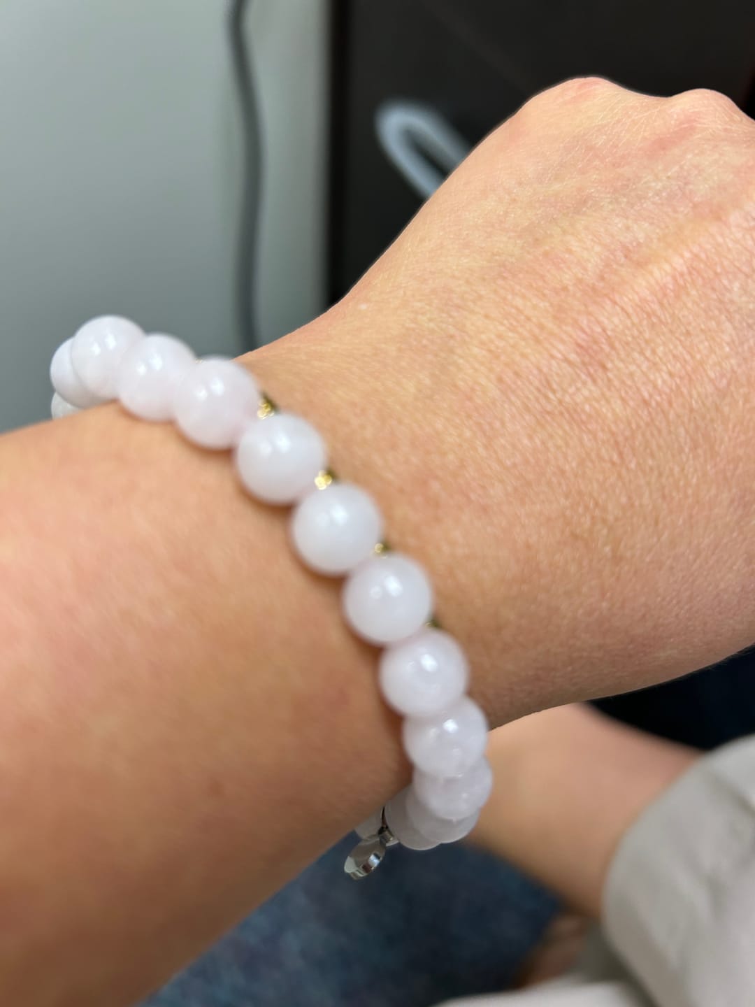 Customer photo review of Rose Quartz Beaded Duo