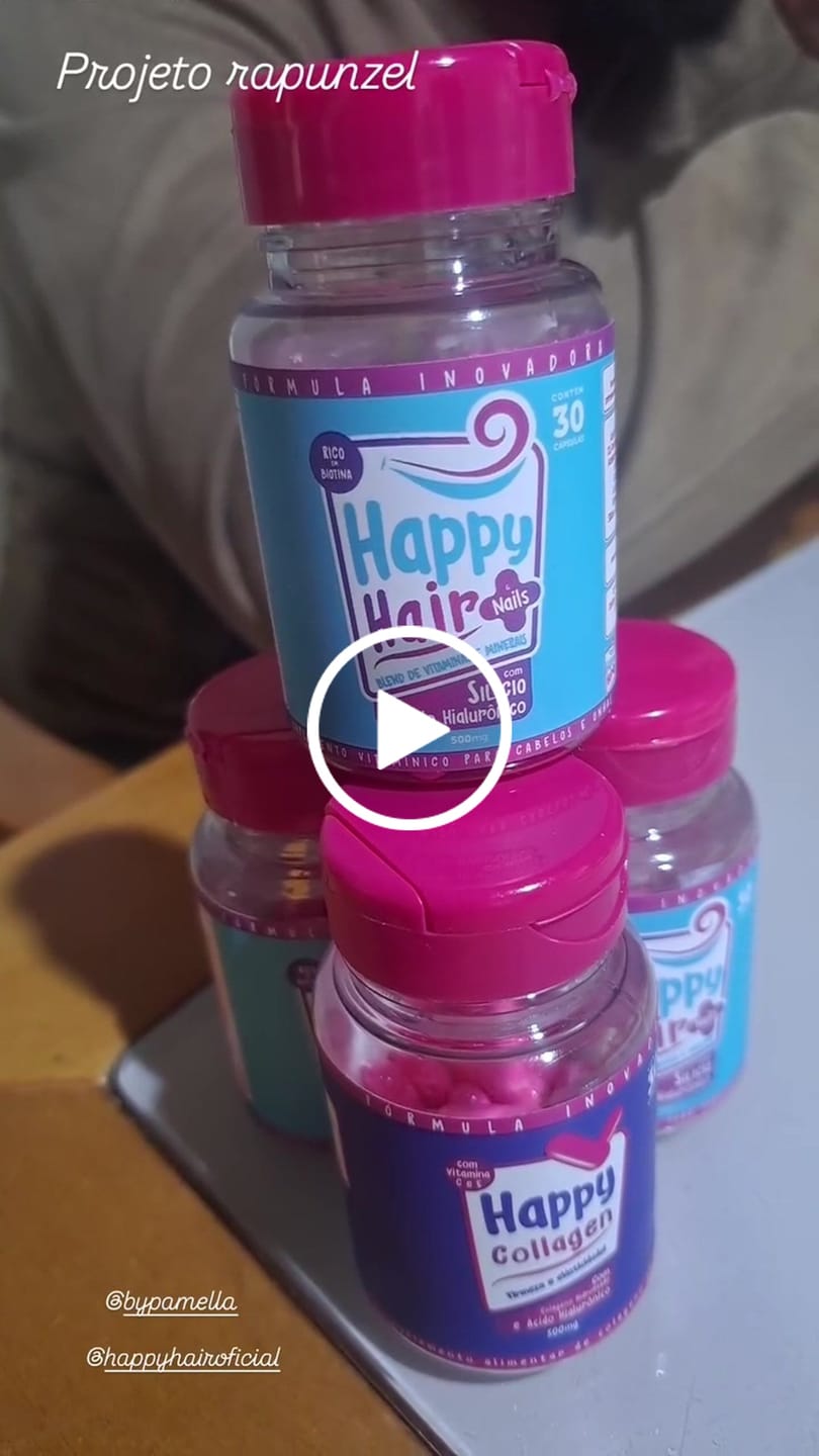 Customer video review of Happy Hair 3 Potes + 1 Colágeno Grátis