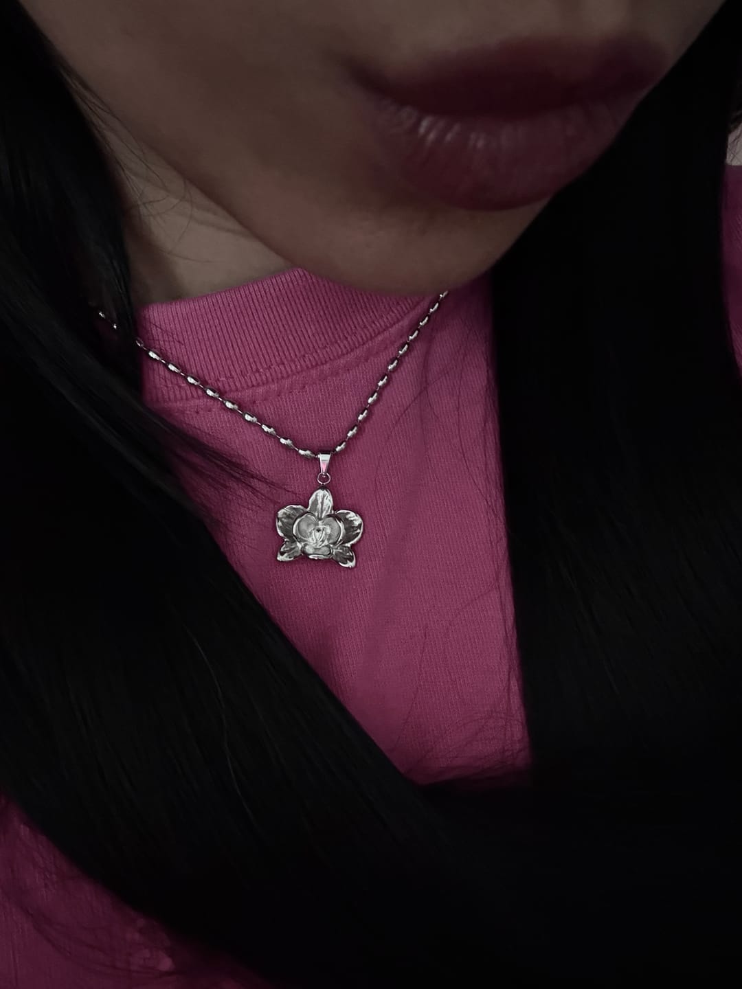 Customer photo review of Orchid Flower Necklace