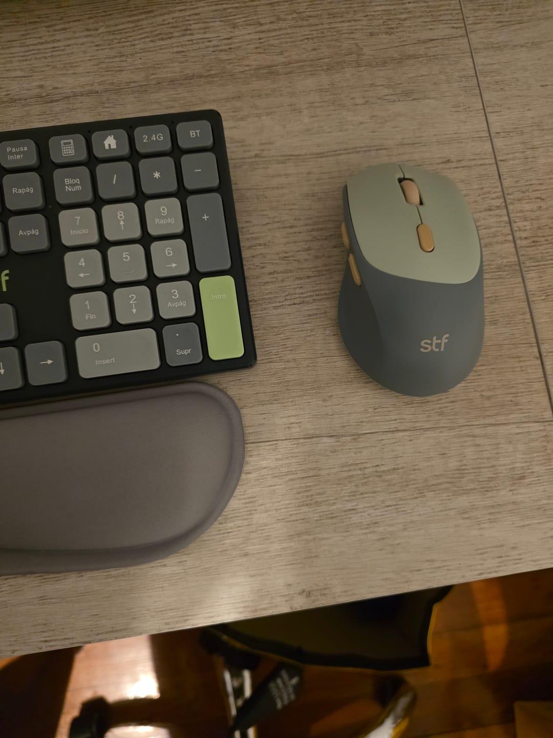 Customer photo review of Mouse inalámbrico óptico VIVA: Batería recargable, 1600 DPI, Gris Menta