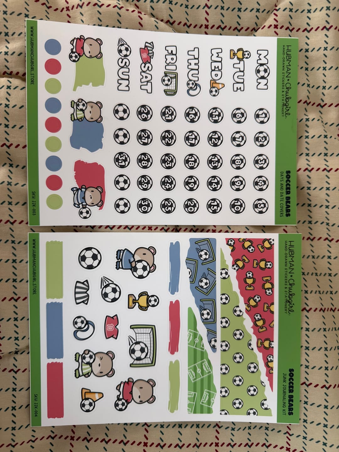 Customer photo review of Soccer Bears Days and Date Covers