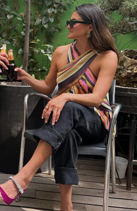 Customer photo review of Sexy Striped Women's Vest Halter Sleeveless Ruffles Irregular Lady Vest 2026 Spring Summer New Female Street Vacation Tops