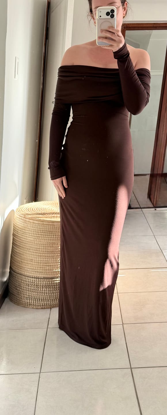 Customer photo review of Mia Maxi Dress - Chocolate
