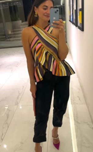 Customer photo review of Sexy Striped Women's Vest Halter Sleeveless Ruffles Irregular Lady Vest 2026 Spring Summer New Female Street Vacation Tops