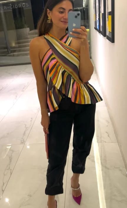 Customer photo review of Sexy Striped Women's Vest Halter Sleeveless Ruffles Irregular Lady Vest 2026 Spring Summer New Female Street Vacation Tops