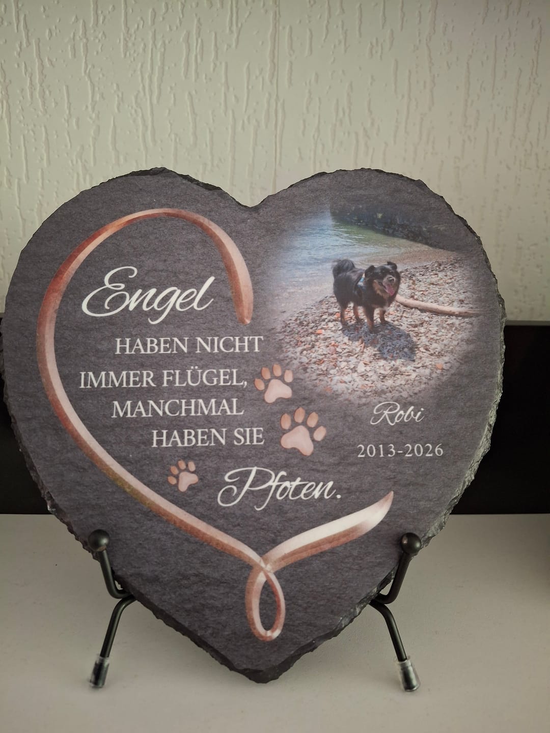 Customer photo review of Personalisiertes Schieferherz - Engel haben Pfoten