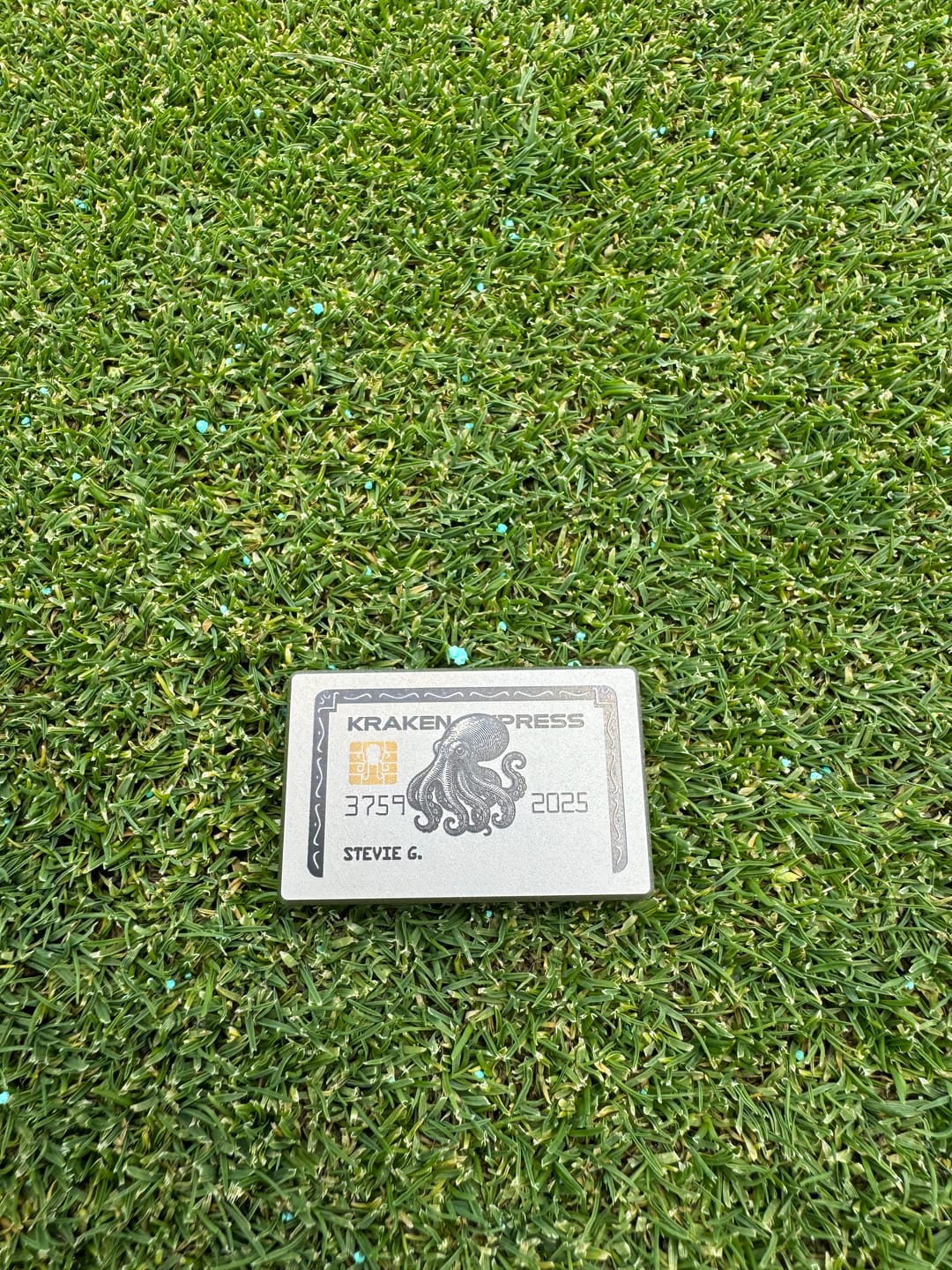 Customer photo review of The Silver Kraken Express Ball Marker | Kraken Titanium Golf Ball Marker