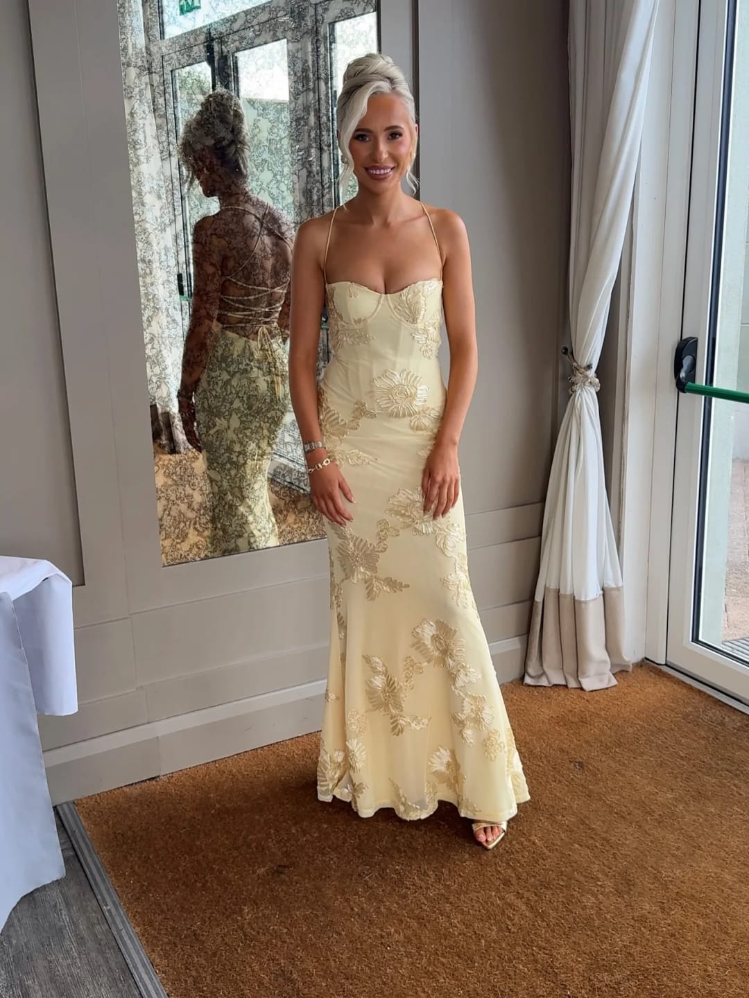 Customer photo review of Beatrice Applique Tie-Back Prom Dress