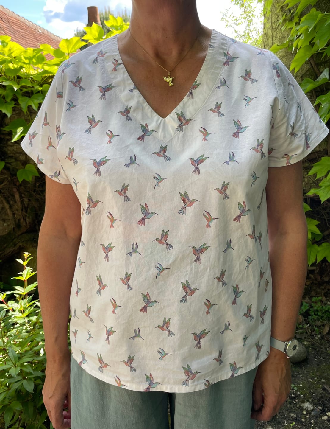 Customer photo review of Blouse Nila - Voile de coton Colibris