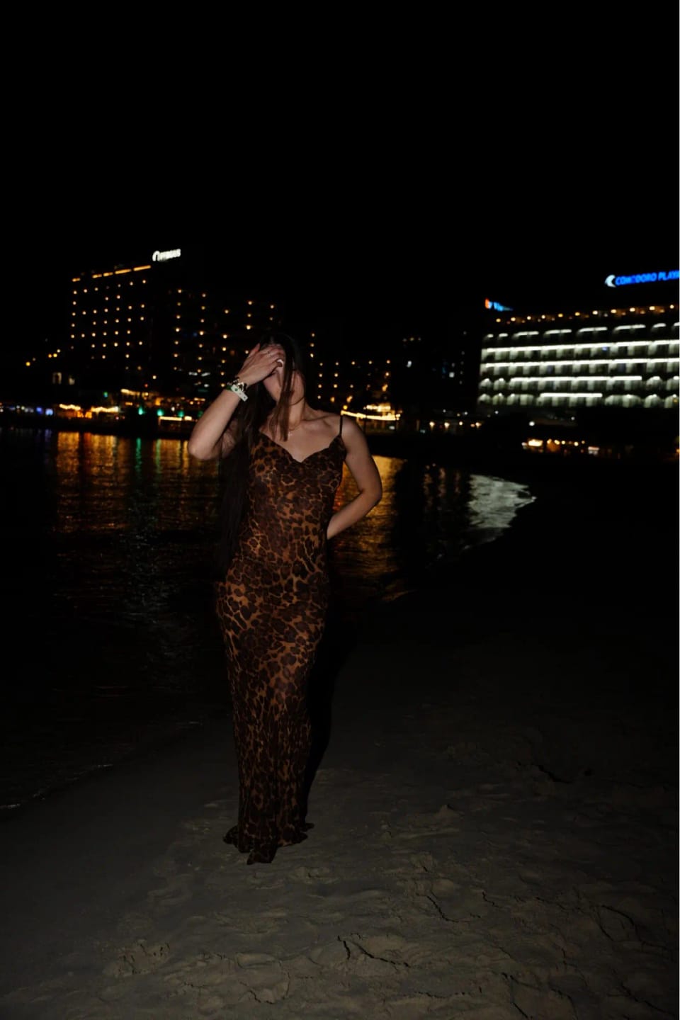 Customer photo review of Bianca Leopard Sheer Cami Maxi Dress