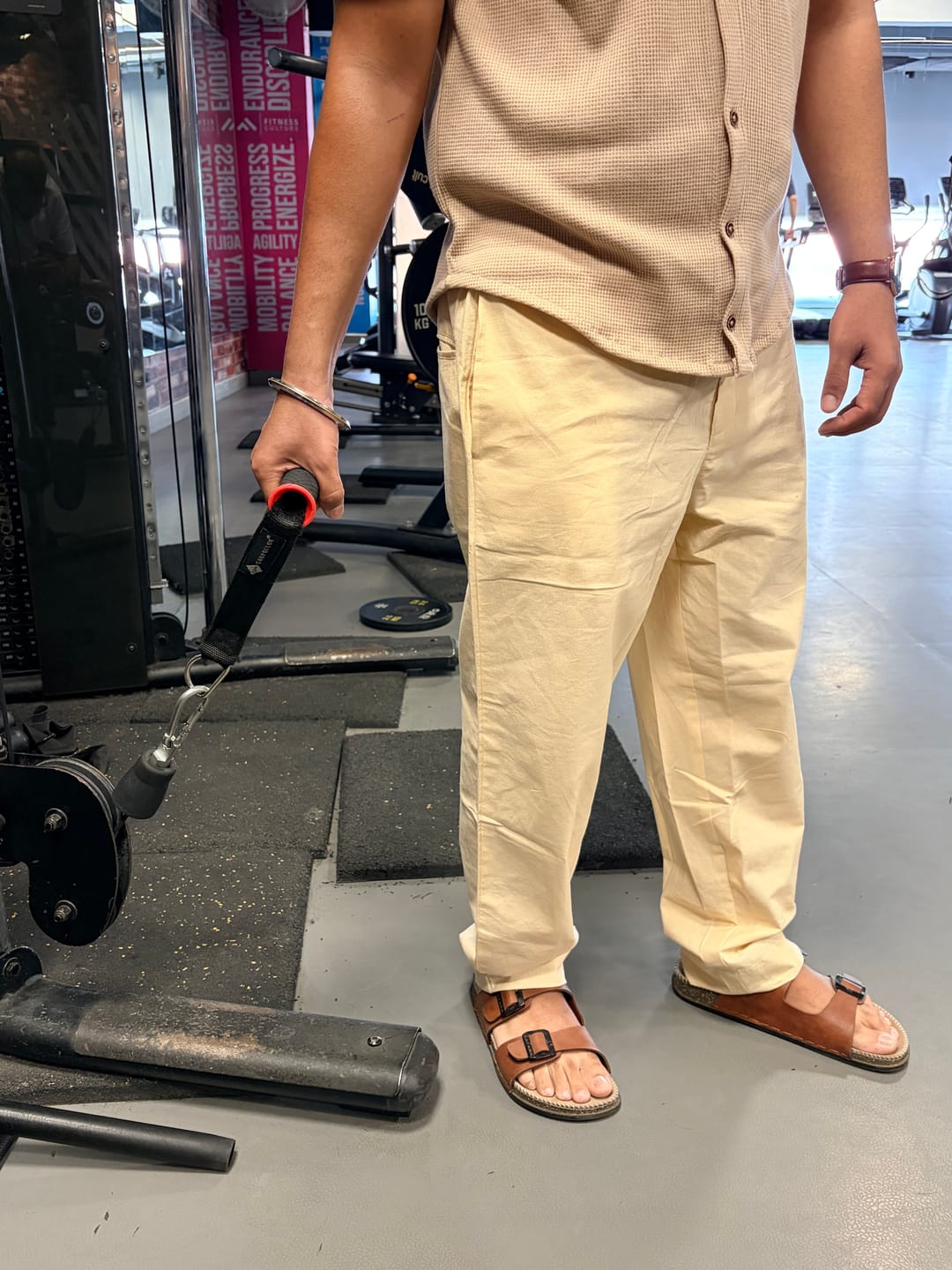 Customer photo review of Men Beige Cotton Pant