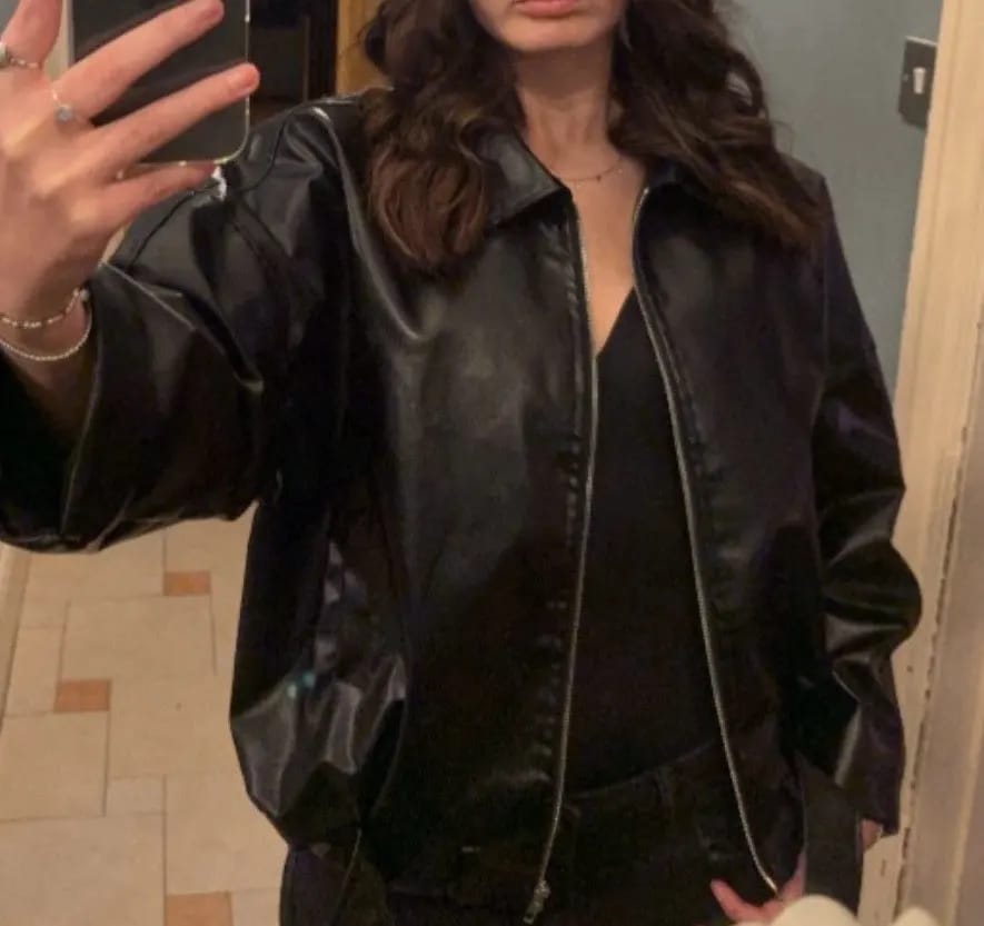 Customer photo review of Eliana Leather Moto Jacket