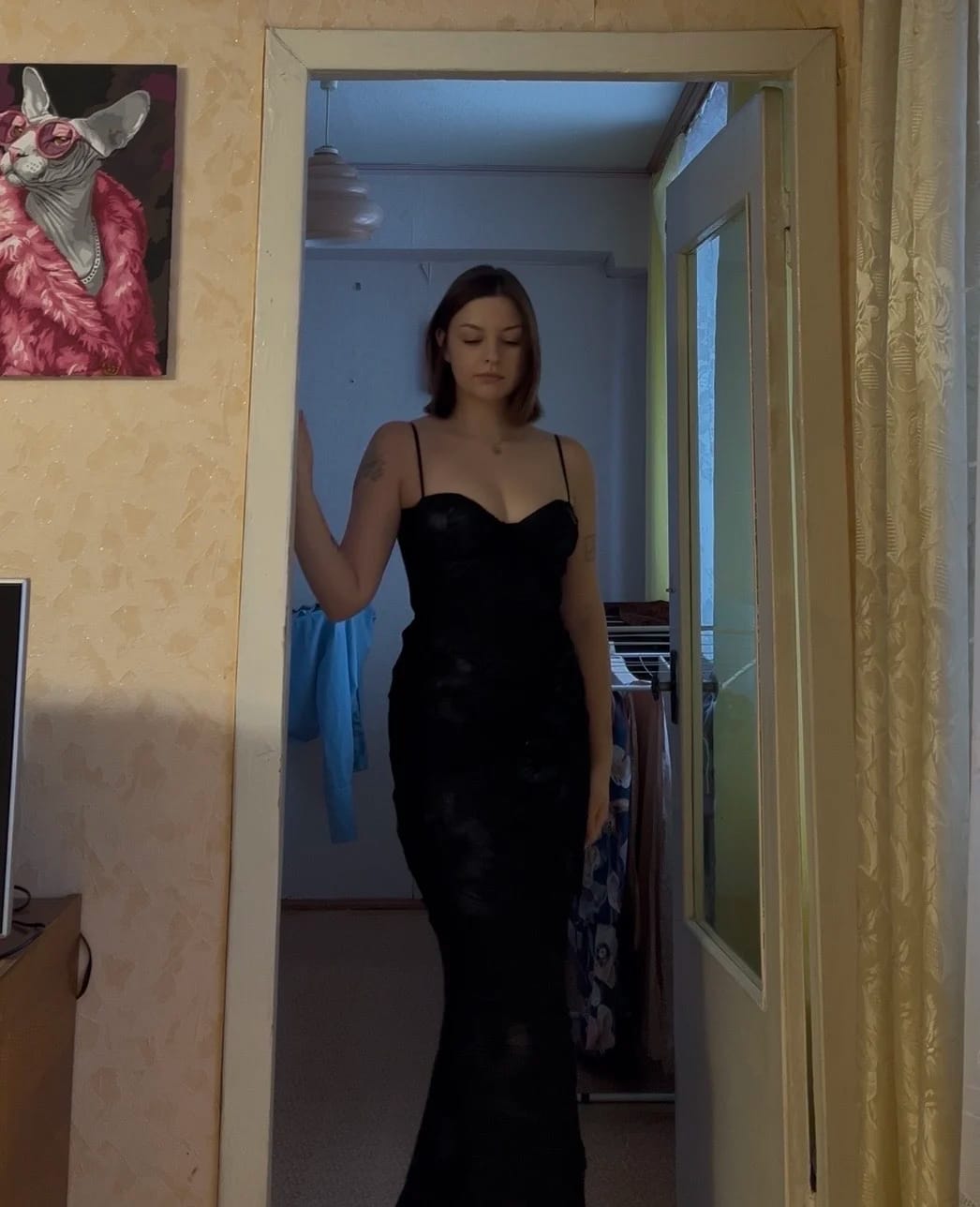 Customer photo review of Beatrice Applique Tie-Back Prom Dress