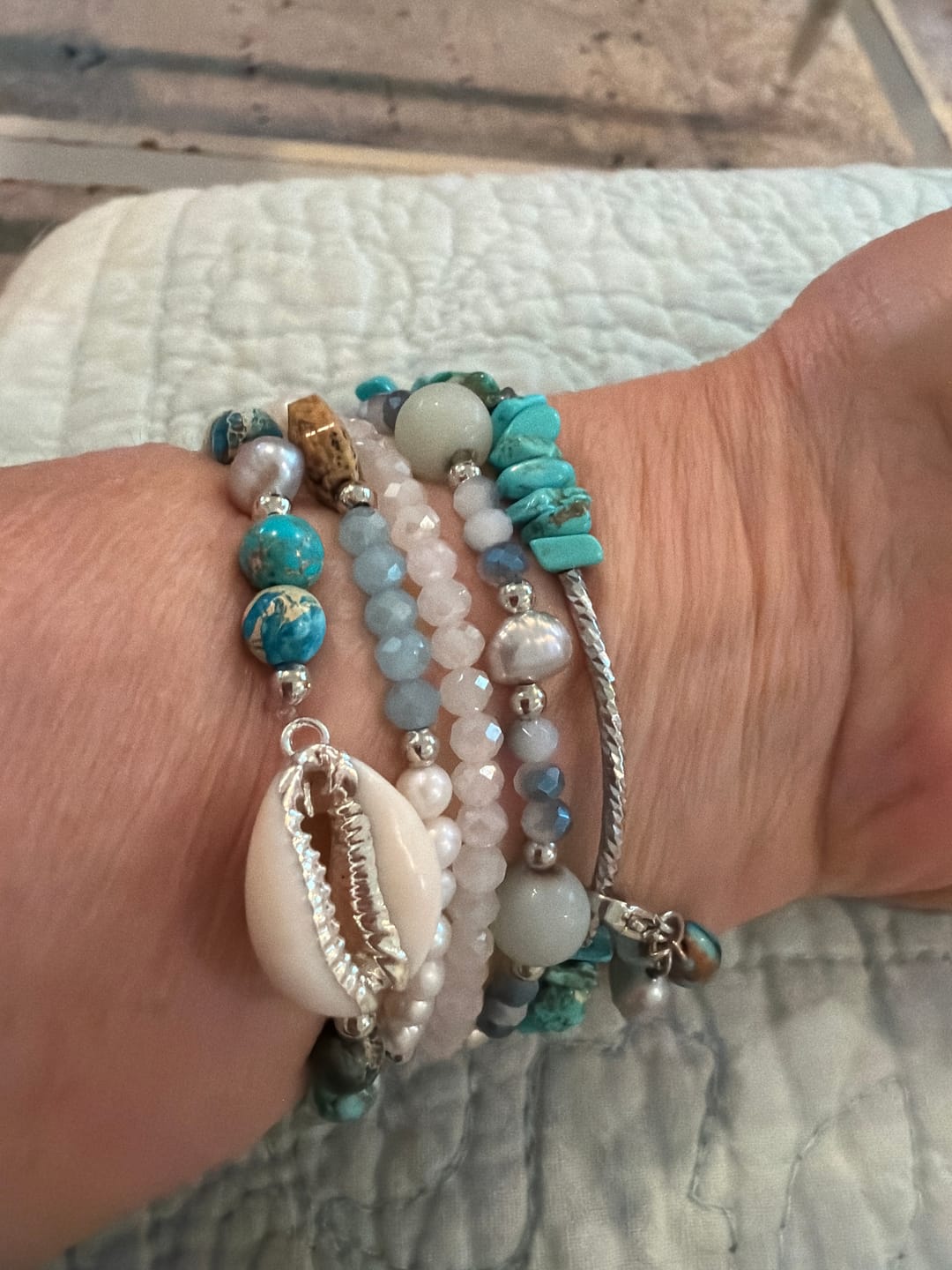 Customer photo review of Turquoise Tide Stretch Apple Watch Strap