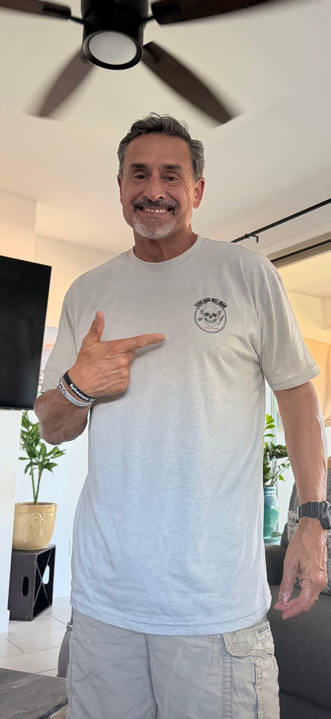 Customer photo review of Fear God Not Man Skull T-Shirt