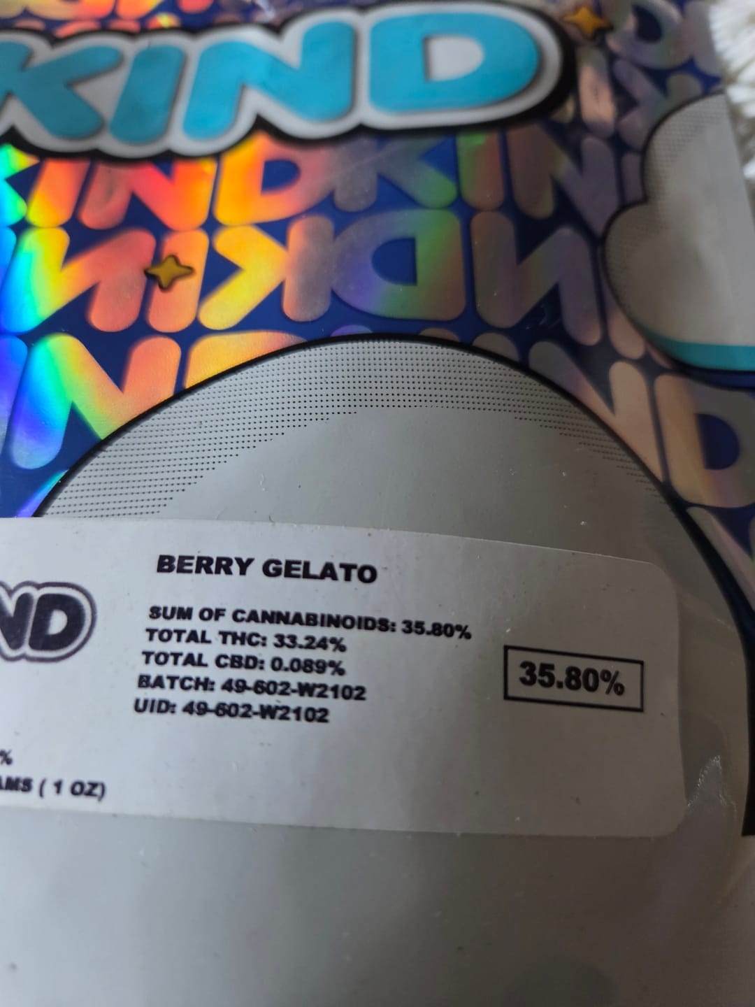 Customer photo review of Berry Gelato - 28 Grams - Indica