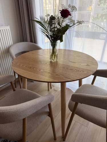 Customer photo review of TRADITION - Table a manger ronde 4 personnes en pin massif D90 coloris naturel