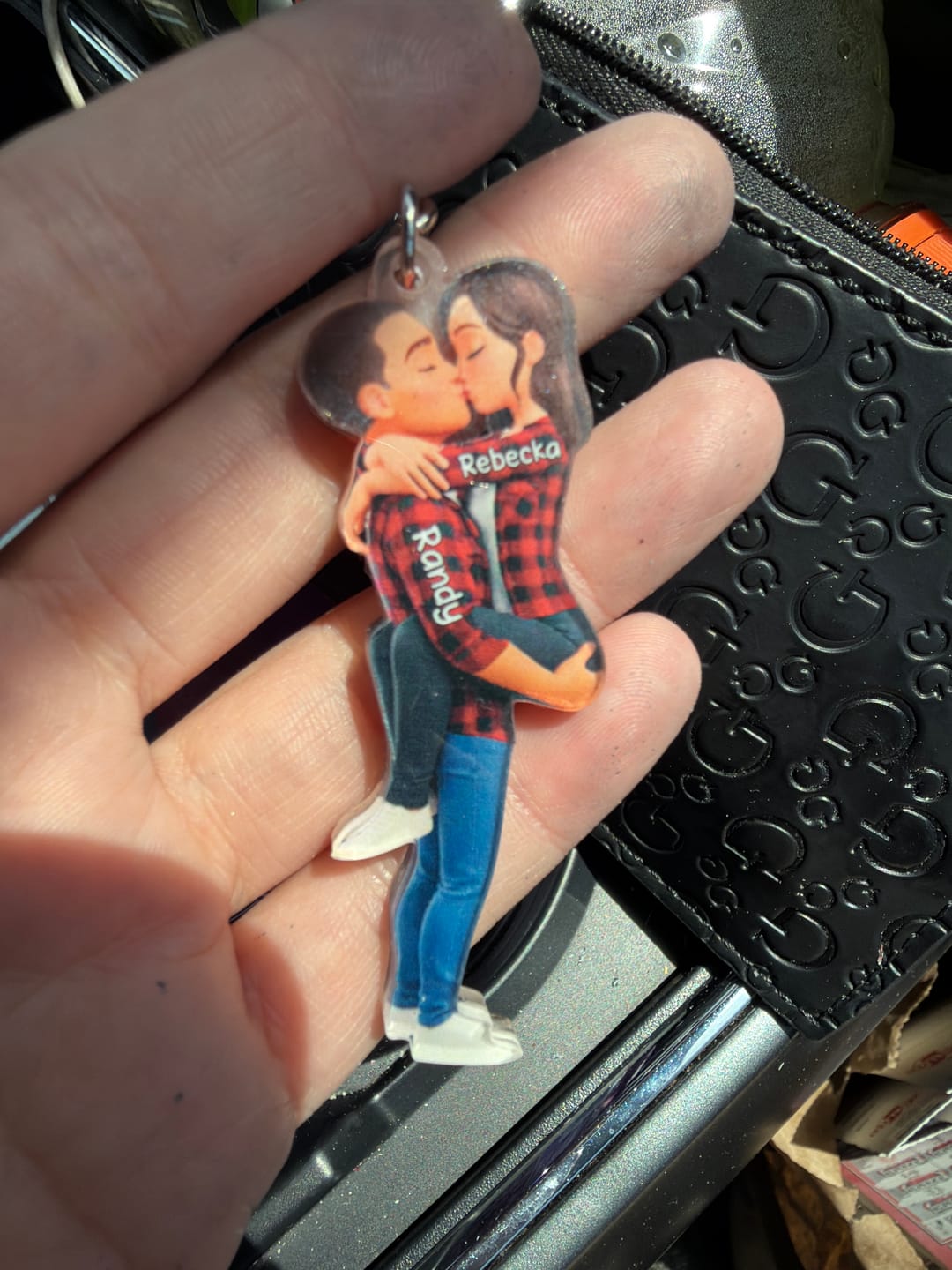 Customer photo review of Kissing Couple - Personalized Keychain, Gift for Couple