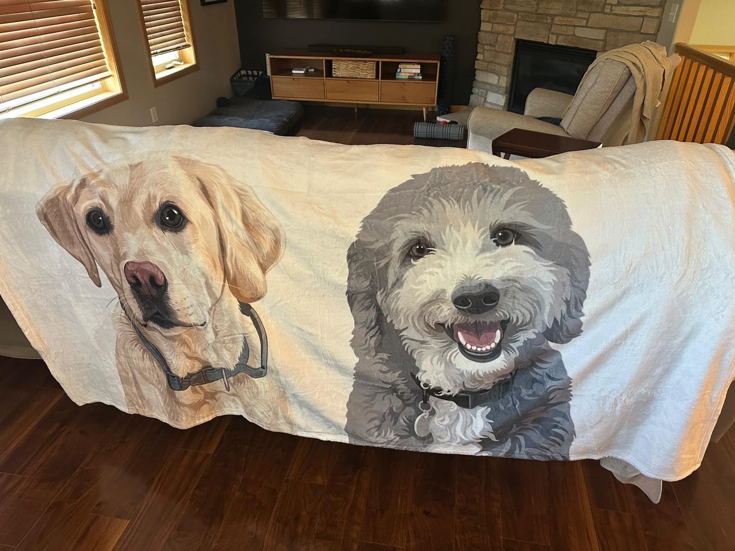 Customer photo review of Modern Pet Face Blanket - Two Pets