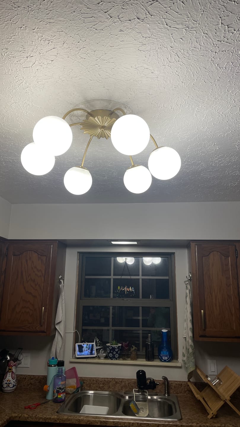 Customer photo review of Bloom Dimmable Opal Glass Globe Bubble Semi Flush Chandelier