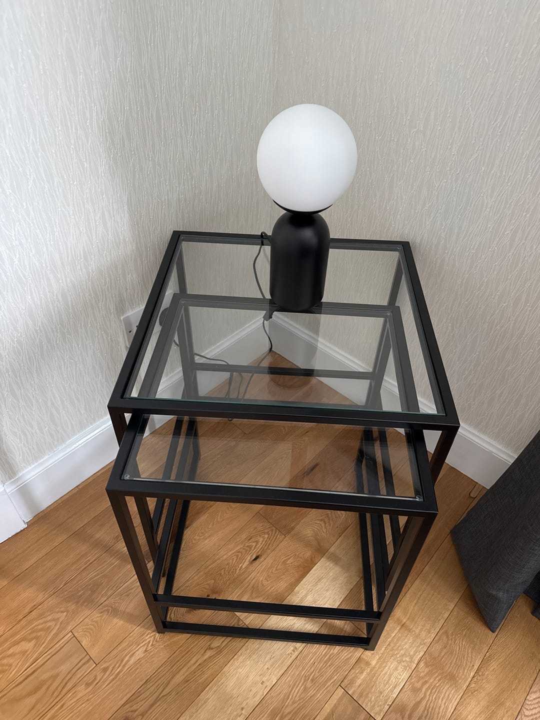 Customer photo review of Aria Glass Metal Nesting Side Tables - Black