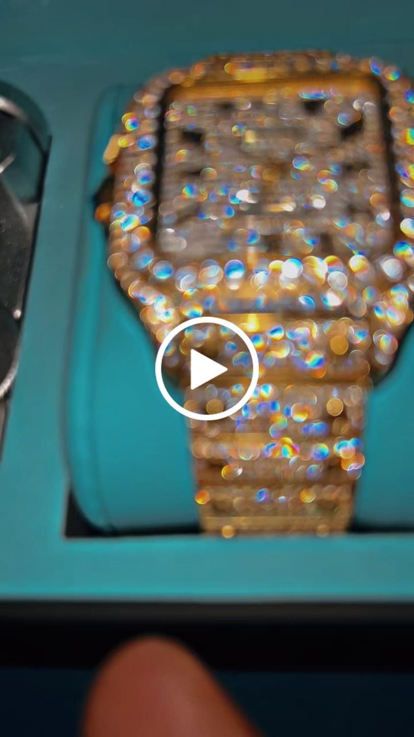Customer video review of 42mm Paved VVS Diamond Watch - Gold