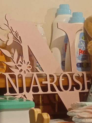 Customer photo review of Monogram Letter With Name Floral Wreath