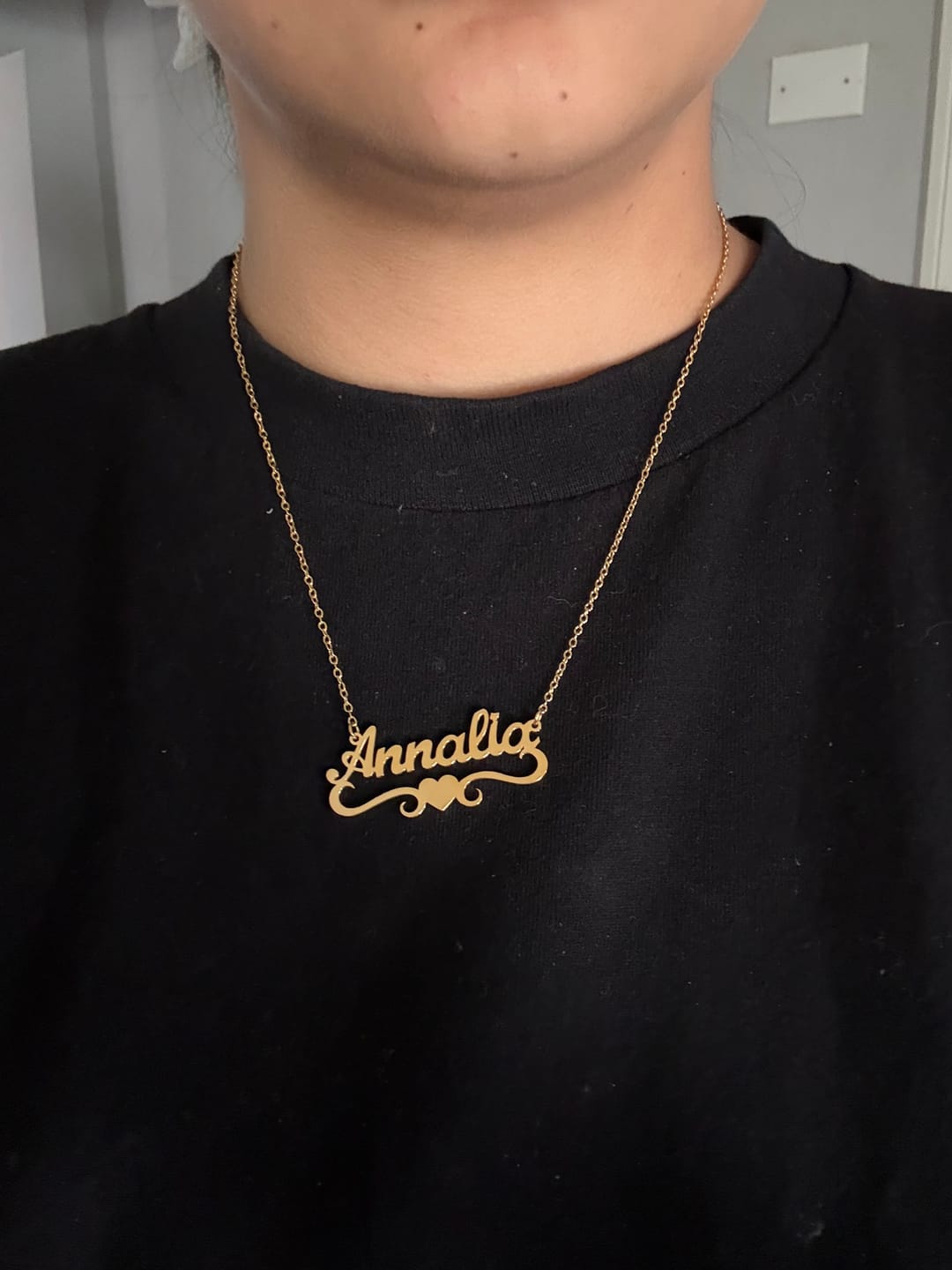 Customer photo review of Love Heart Name Necklace