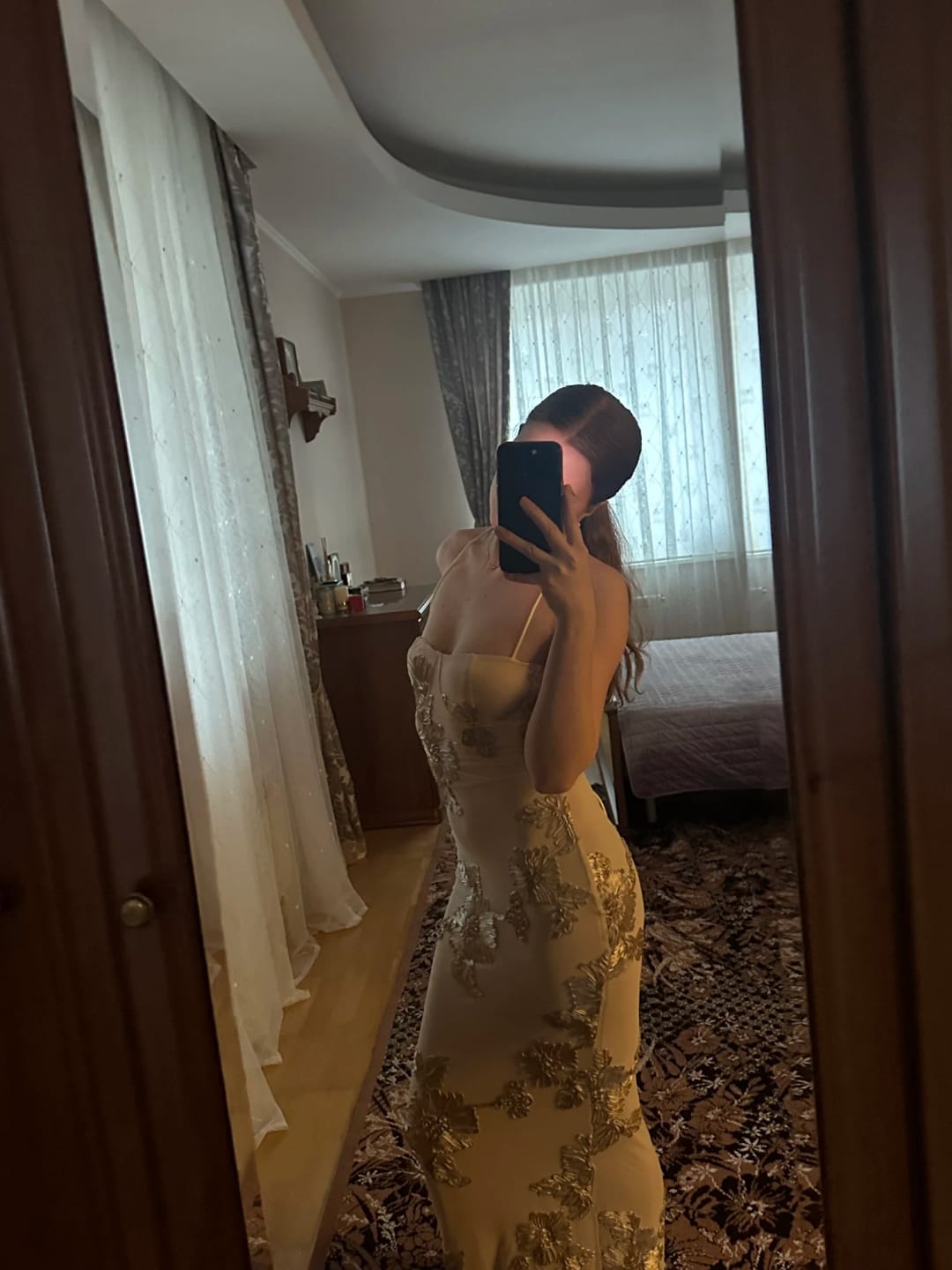 Customer photo review of Beatrice Applique Tie-Back Prom Dress