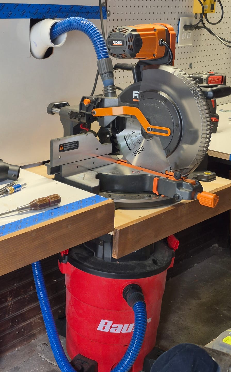 Customer photo review of Dust Collection Chute for Ridgid Dual Bevel Miter Saw