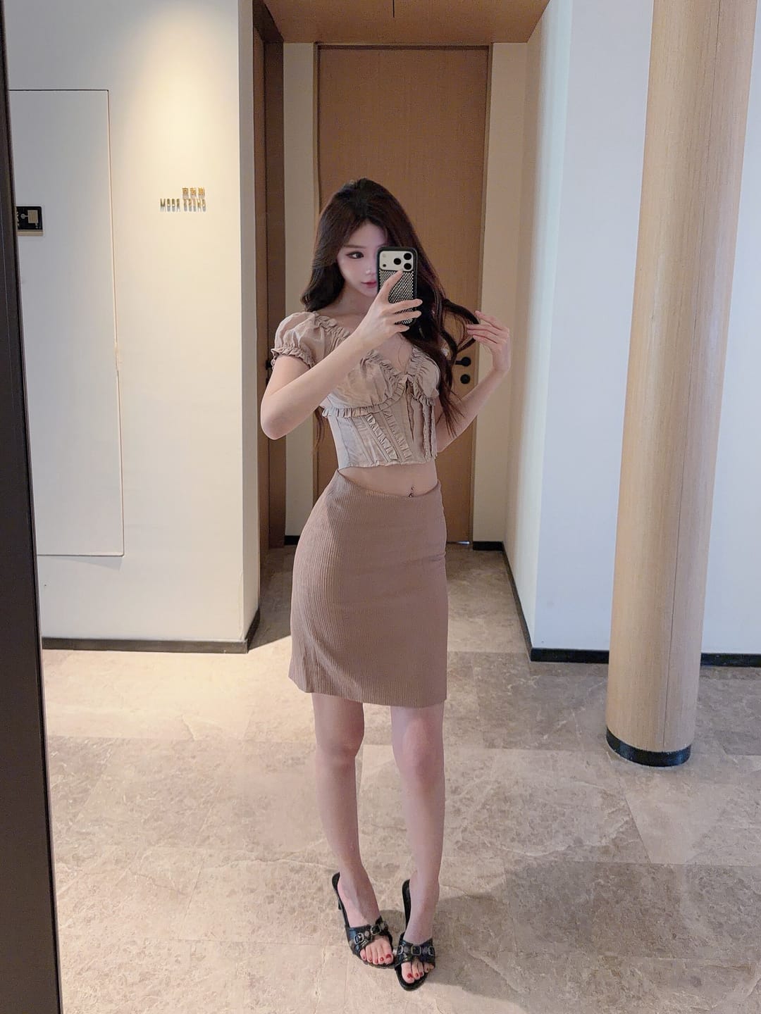 Customer photo review of Hydrae Ruched Off Shoulder Corset Top Lace-Up Waist Structured Ruffle Blouse
