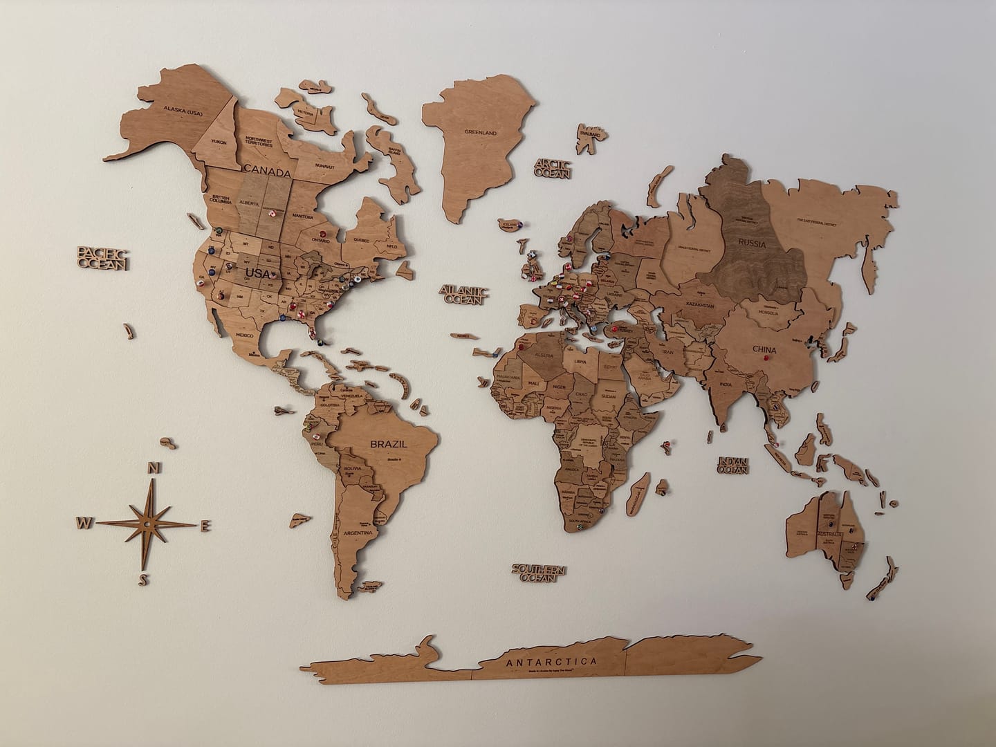 Customer photo review of 3D Wooden World Map Gold