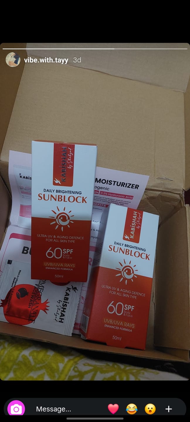 Customer photo review of LuminaGuard Daily Brightening Sunblock Double Pack Bundle.