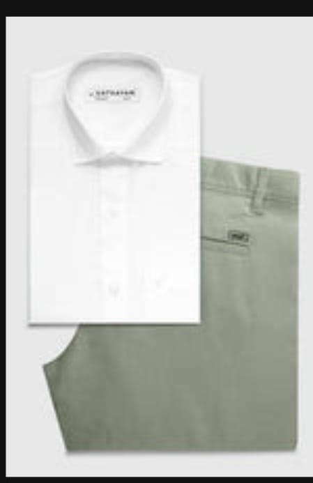 Customer photo review of Delight + Kansas - White Shirt with Light Green Trouser Combo For Men | Uathayam