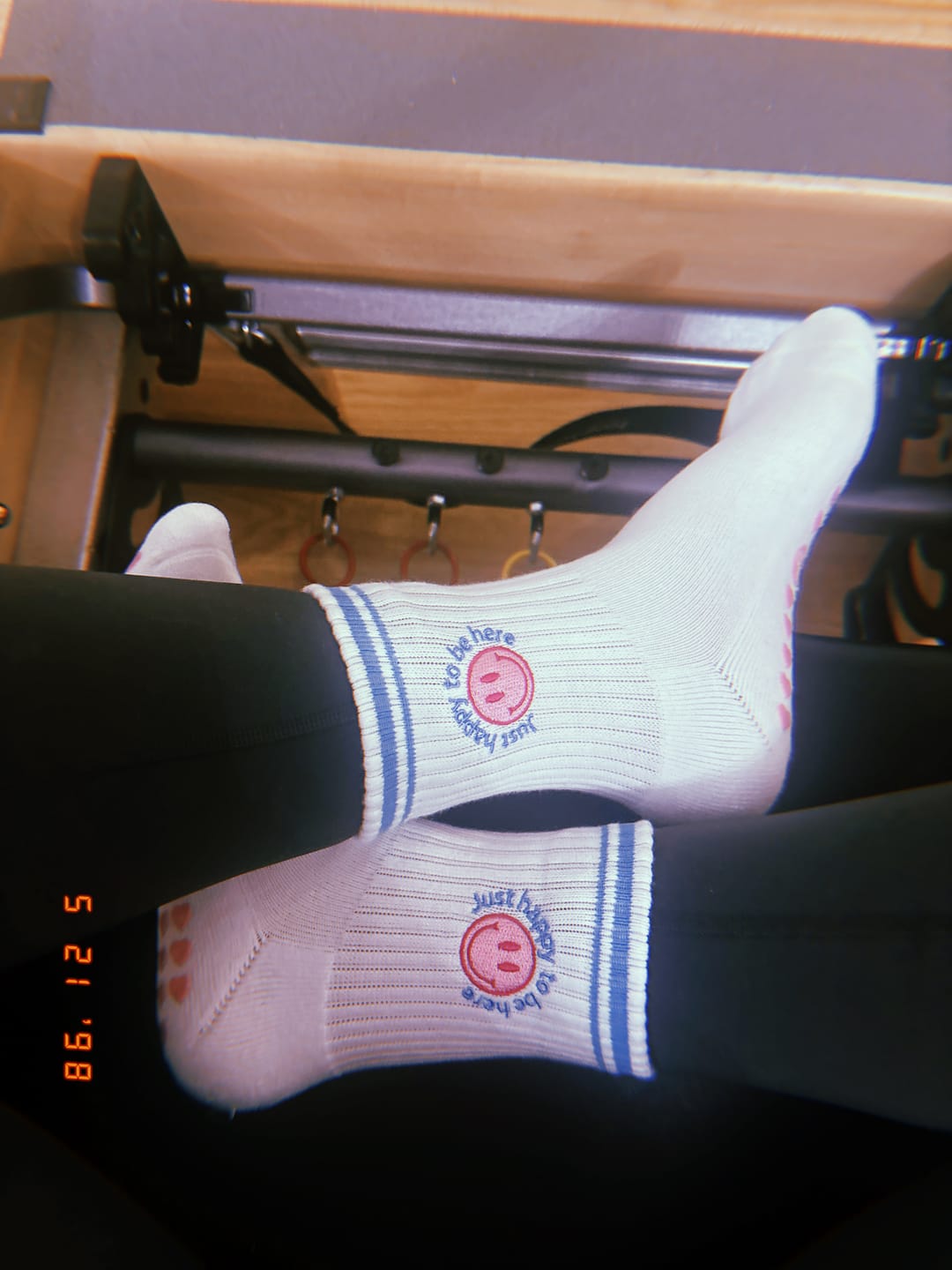 Customer photo review of Just Happy To Be Here Grip Socks