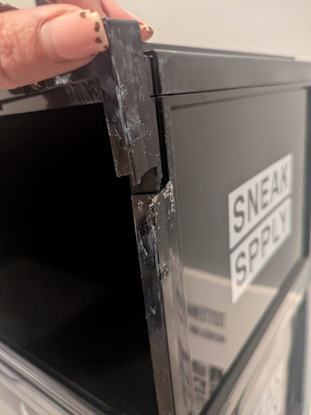 Customer photo review of STACK V1 Sneaker Display Crates - Black (2 Pack)