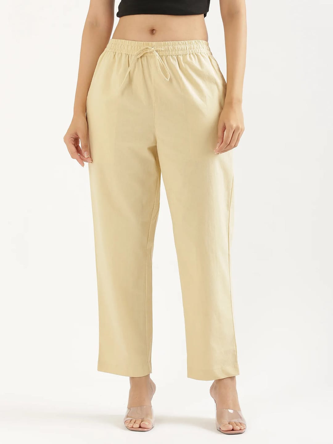 Customer photo review of Women Beige Cotton Straight Pant
