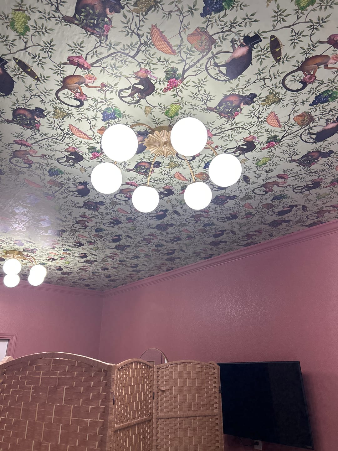 Customer photo review of Bloom Dimmable Opal Glass Globe Bubble Semi Flush Chandelier