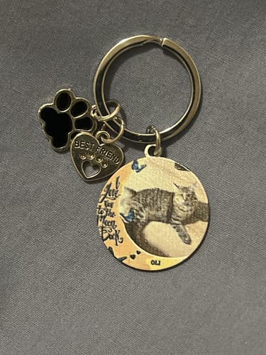 Customer photo review of Personalized Photo Keychain Pet Charm - Memorial Gift For Dog/Cat Lovers - I Love You To The Moon And Back