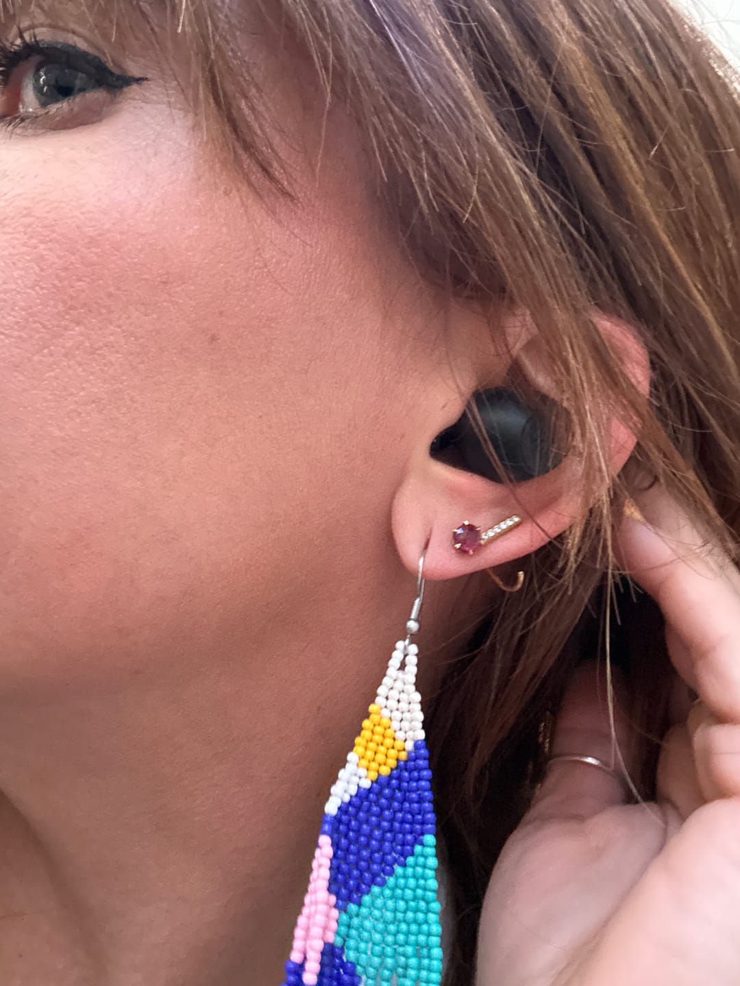 Customer photo review of Diamond Bar Comfort Earrings - PreOrder