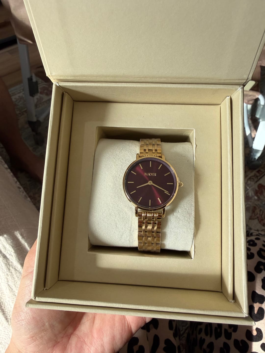 Customer photo review of Ruby Petite Gold Burgundy