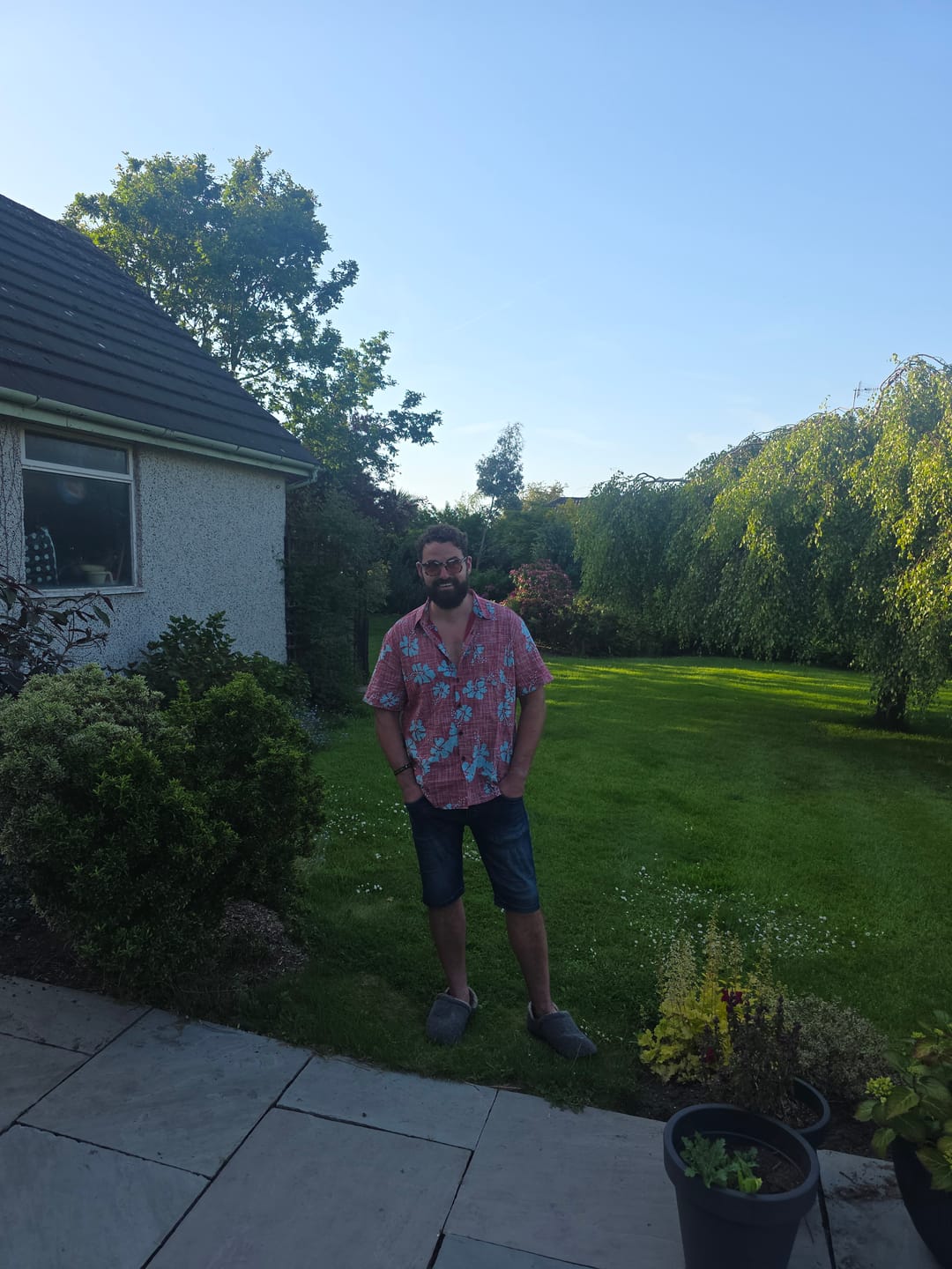 Customer photo review of Men's Red Floral Vintage Short Sleeve Button Up Beach Tropical Hawaiian Shirt