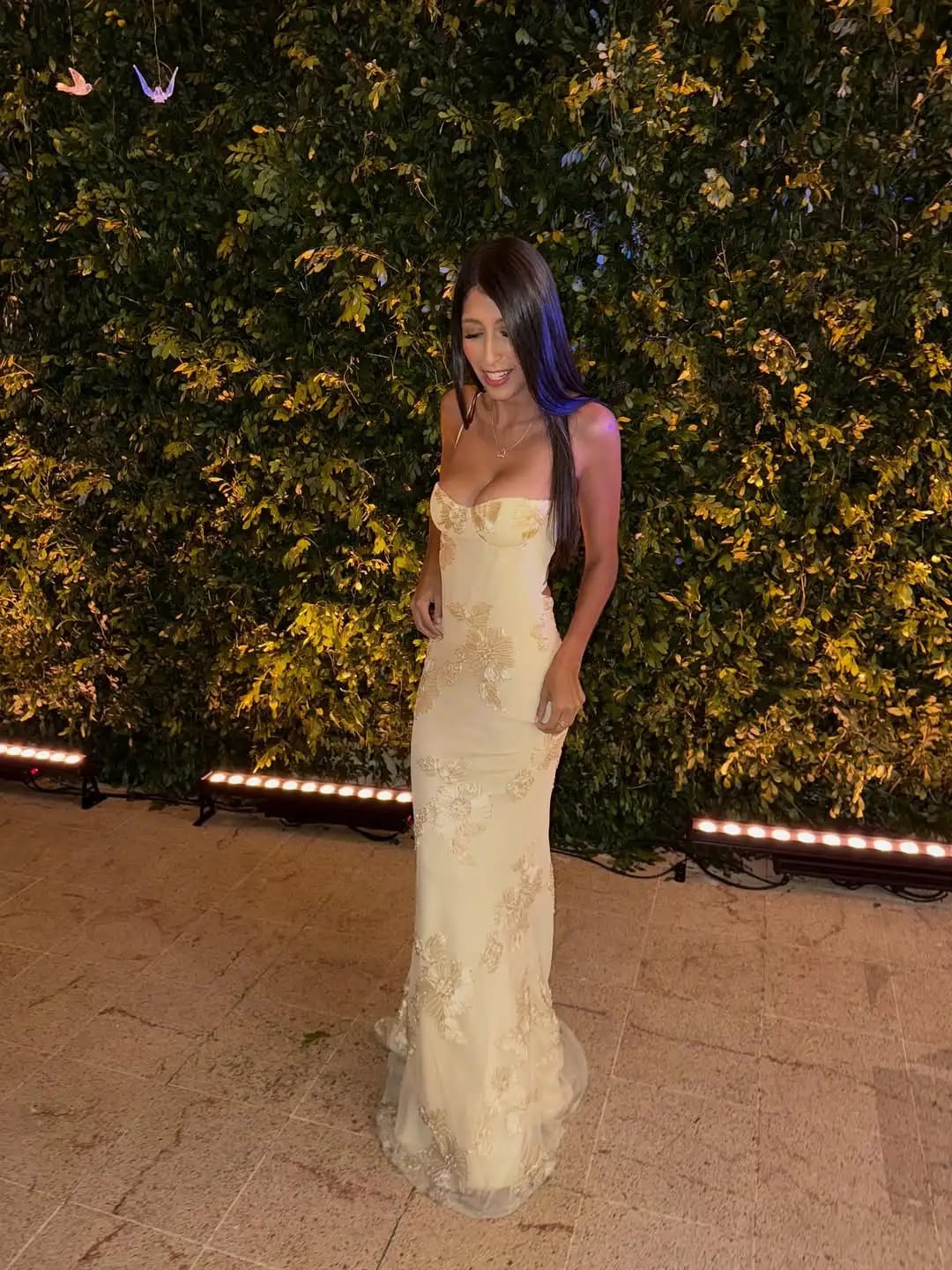 Customer photo review of Beatrice Applique Tie-Back Prom Dress